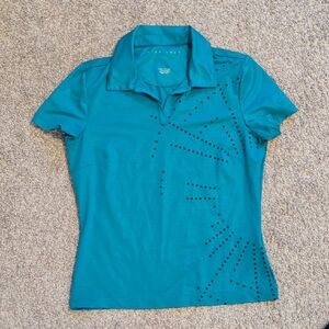 Nike Teal Short Sleeve Top with Black Dots